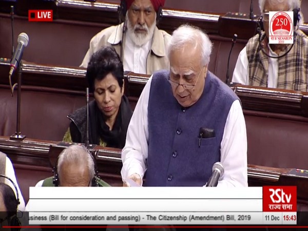 Congress leader Kapil Sibal in the Rajya Sabha on Wednesday. Photo/RSTV