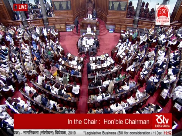 A view of the Rajya Sabha during voting on sending the CAB to a select committee of the Parliament on Wednesday. Photo/RSTV