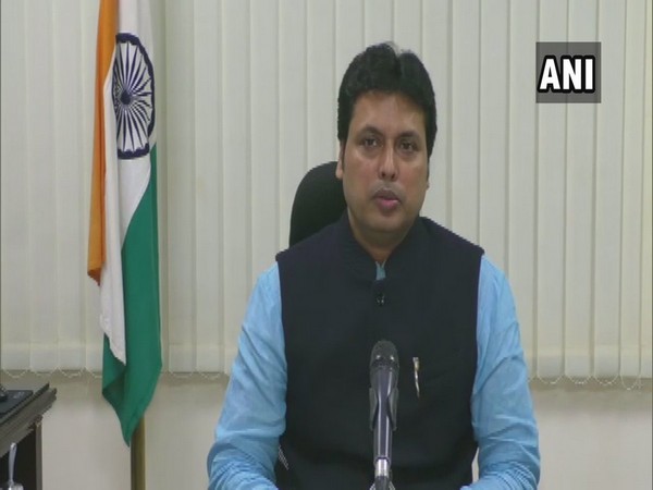 Tripura Chief Minister Biplab Kumar Deb addressing a press conference in Agartala, Tripura on Wednesday. Photo/ANI