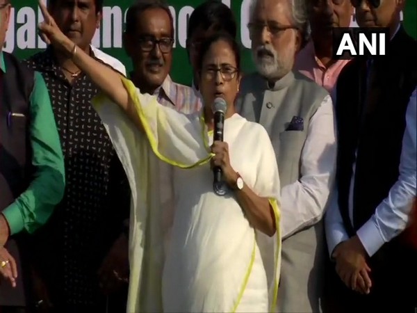 West Bengal Chief Minister Mamata Banerjee addressing a gathering in Kolkata on Wednesday.