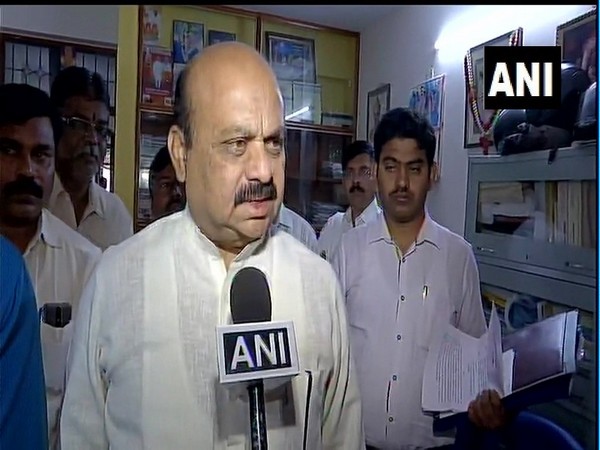 Karnataka Home Minister Basavaraj Bommai talking to ANI. Photo/ANI