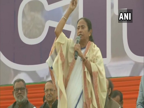 West Bengal Chief Minister Mamata Banerjee addressing a rally in Kolkata on Friday. Photo/ANI