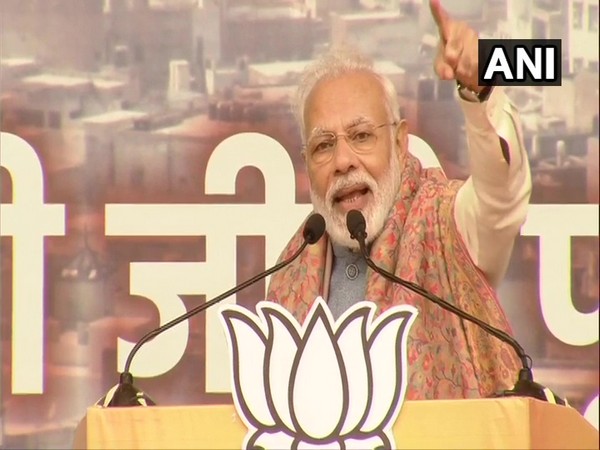 Prime Minister Narendra Modi addressing a public gathering at Ramlila Ground, New Delhi on Sunday. Photo/ANI