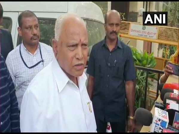 Karnataka Chief Minister BS Yediyurappa talking to reporters in Bengaluru, Karnataka on Monday. Photo/ANI