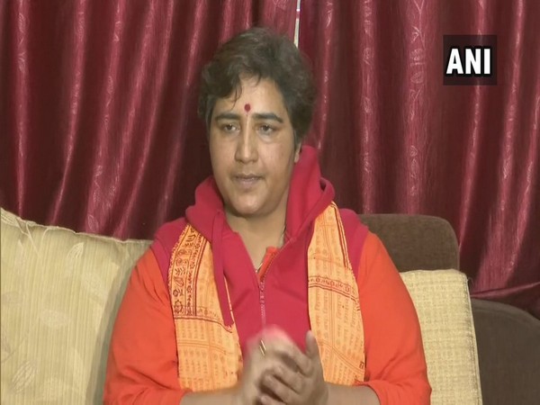 BJP MP Pragya Singh Thakur addressing a press conference in Bhopal, Madhya Pradesh on Monday. Photo/ANI