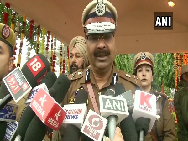 Jammu and Kashmir Director General of Police (DGP) Dilbag Singh speaking to reporters in Vijapur on Monday.