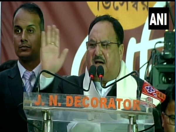 BJP working president JP Nadda addressing a public rally on Monday in Kolkata. Photo/ANI