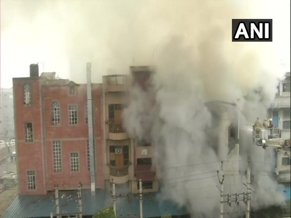 Visuals of the shoe factory in Narela industrial area where fire broke out Tuesday morning. Photo/ANI