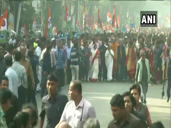 West Bengal CM Mamata Banerjee leads protest march against CAA in Kolkata on Monday