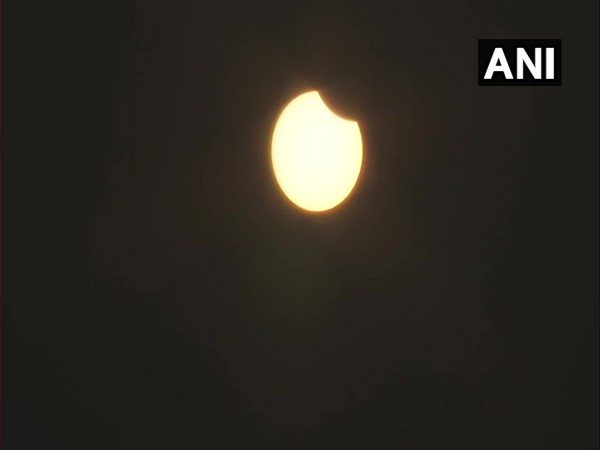 Visuals of solar eclipse from Ahmedabad in Gujarat on Thursday morning. Photo/ANI