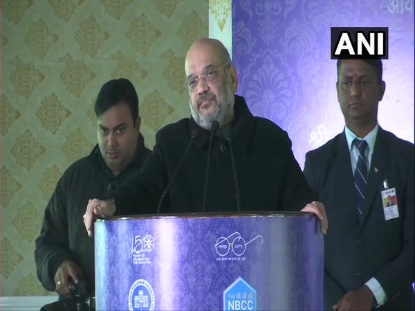 Union Home Minister Amit Shah addressing a public gathering in New Delhi on Thursday. Photo/ANI