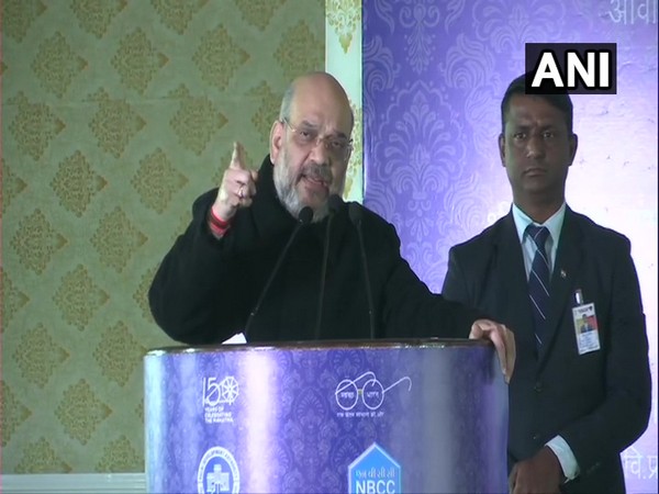 Union Home Minister Amit Shah addressing a public gathering in New Delhi on Thursday. Photo/ANI