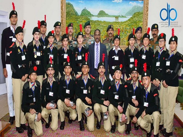Lieutenant Governor of Jammu and Kashmir G C Murmu with NCC cadets 