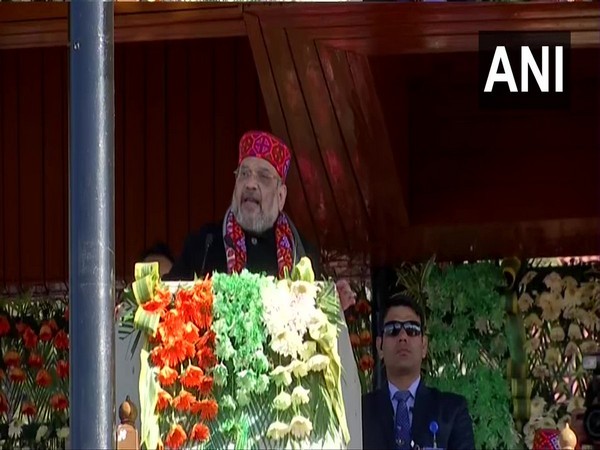 Union Home Minister Amit Shah addressing the public in Shimla on Friday (Photo/ANI)