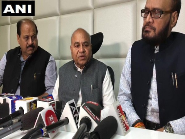 Madhya Pradesh Minister Govind Singh (middle) addressing a press conference in Bhopal on Monday, (Photo/ANI)