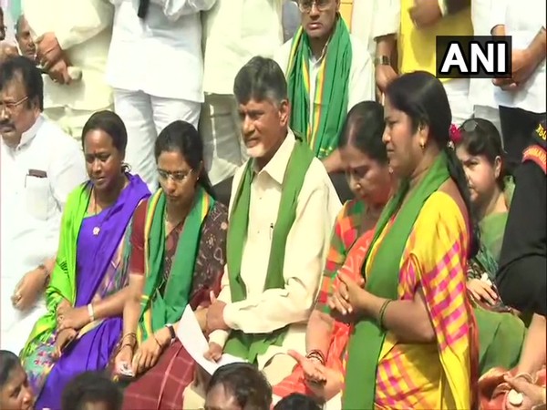 Telugu Desam Party (TDP) chief N Chandrababu Naidu meeting Yerrabalem villagers on Wednesday (Photo/ANI)