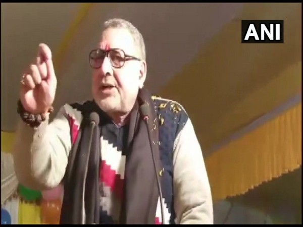 Union Minister Giriraj Singh speaking at an event in Begusarai on Wednesday. (Photo/ANI)