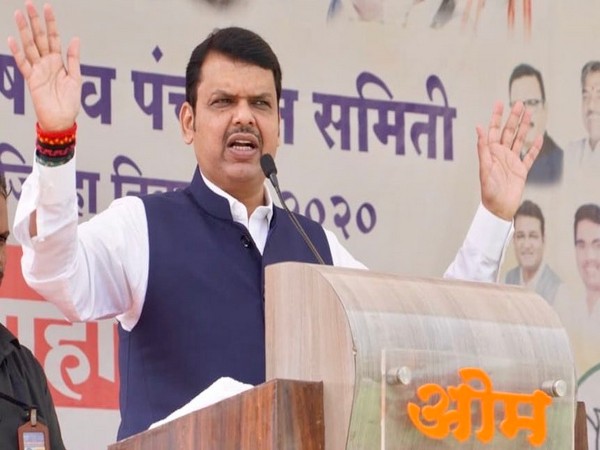 Former Maharashtra Chief Minister Devendra Fadnavis addressing a rally at Wasim district in Maharashtra on Saturday. (Photo/ANI)