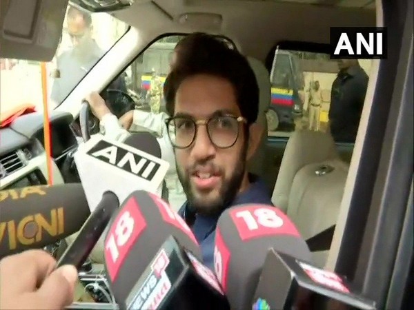 Shiv Sena's Aaditya Thackeray speaks to media in Mumbai on Sunday [Photo/ANI]