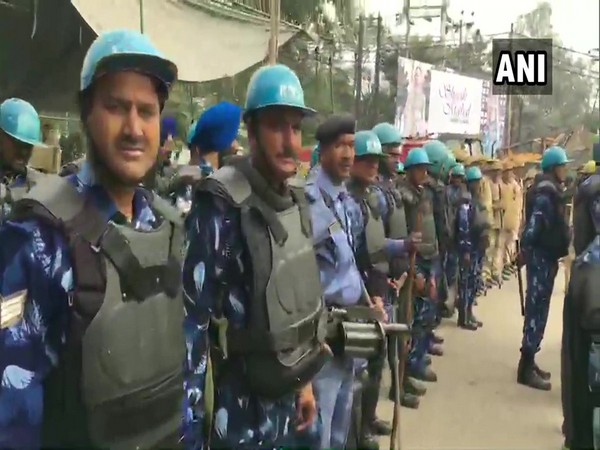 Forces deployed outside AMU in Uttar Pradesh's Aligarh on Monday.