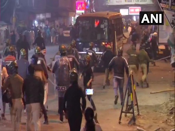 In a video of the protest, the police were seen lathi-charing on the protestors. Photo/ANI