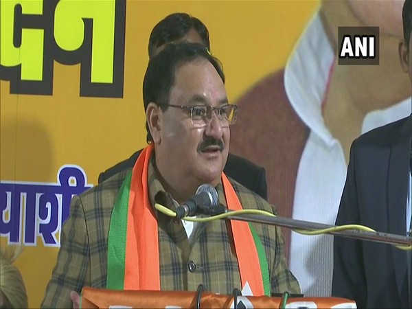 BJP president JP Nadda addressing a rally in Mehrauli, New Delhi on Thursday. (Photo/ANI)