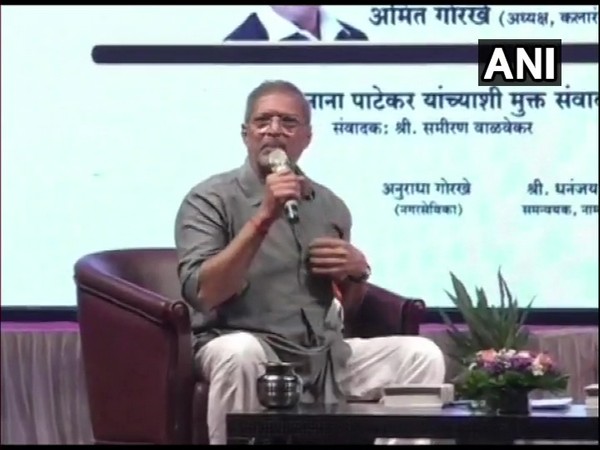 Bollywood actor Nana Patekar addresses a public gathering in Pune district [Photo/ANI]