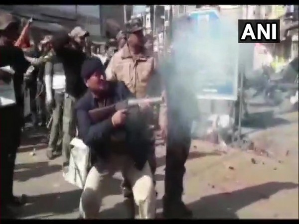 Police used tear gas to disperse the crowd in Giridih on Sunday.