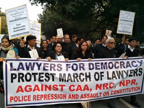 Visual of protest march led by Supreme Court's lawyers on Tuesday. (Photo/ANI)