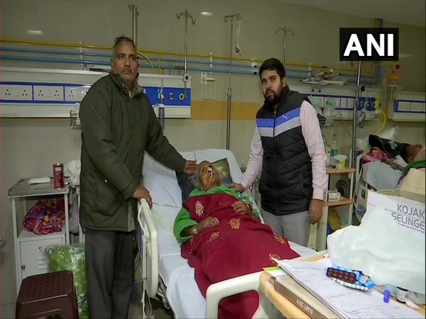 The 110-year-old woman along with her son at PGIMER, Chandigarh on Tuesday. Photo/ANI