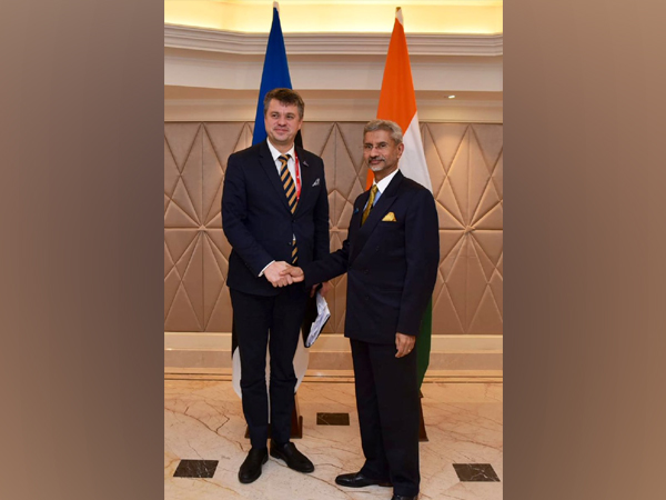 Estonia Foreign Minister Urmas Reinsalu meets External Affairs Minister S Jaishankar on Wednesday in New Delhi. Photo/ANI