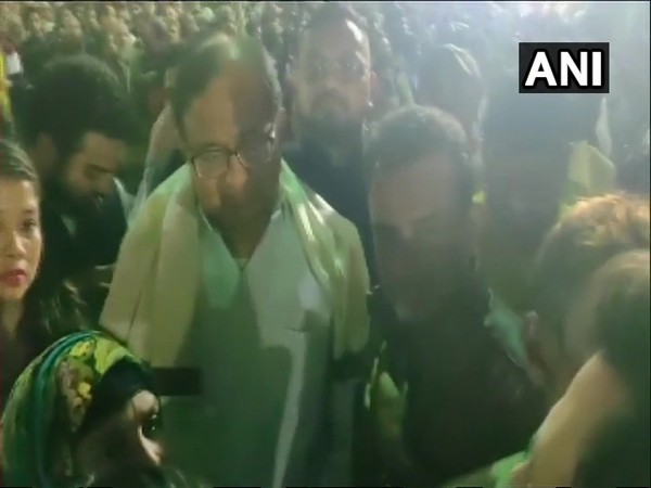 Congress leader P Chidambaram at protest against CAA, NRC in Kolkata on Friday (Photo/ANI)