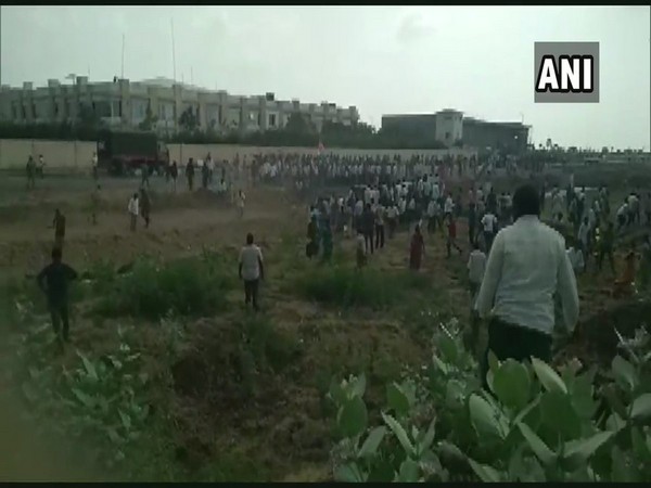 A visual from the protest in Amaravati on Monday. Photo/ANI