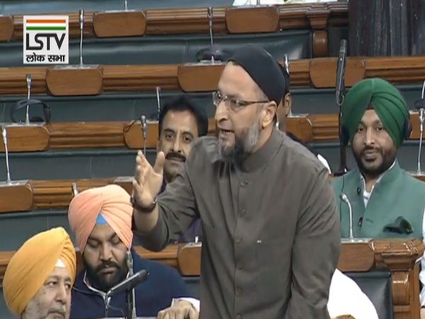 Asaduddin Owaisi speaking in Lok Sabha on Tuesday. (Photo- LS TV]