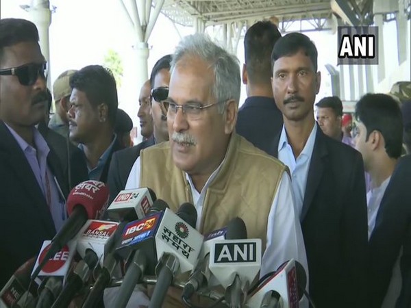 Chhattisgarh Chief Minister Bupesh Baghel speaking to media persons on Friday. (Photo/ANI)