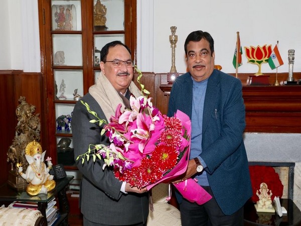 JP Nadda met Nitin Gadkari on Sunday in Delhi. Photo/ANI