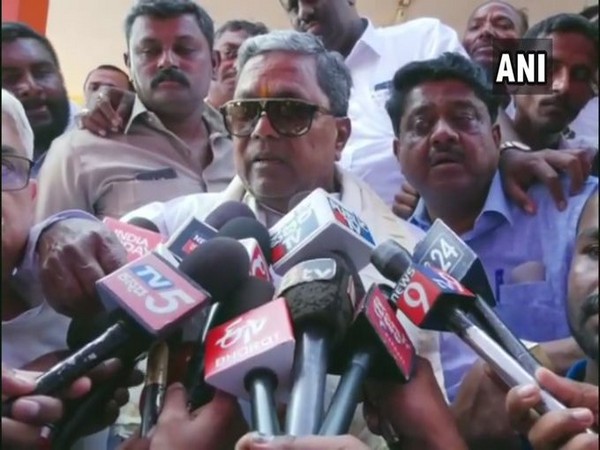 Congress leader Siddaramaiah talking to reporters in Bengaluru on Monday. Photo/ANI