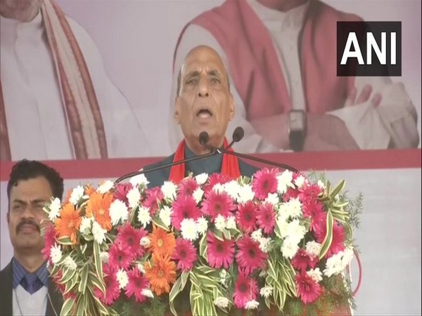 Defence Minister Rajnath Singh addressing a gathering in Mangaluru on Monday.