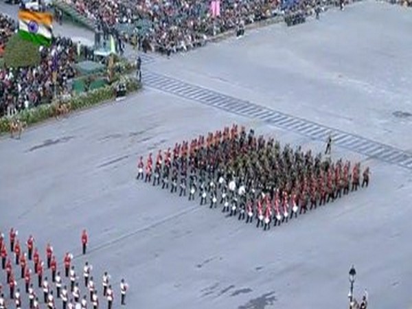 Delhi: Beating Retreat ceremony underway at Vijay Chowk. Photo/ANI
