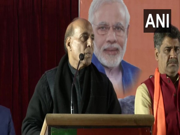 Defence Minister Rajnath Singh addressing a gathering in Delhi on Wednesday.
