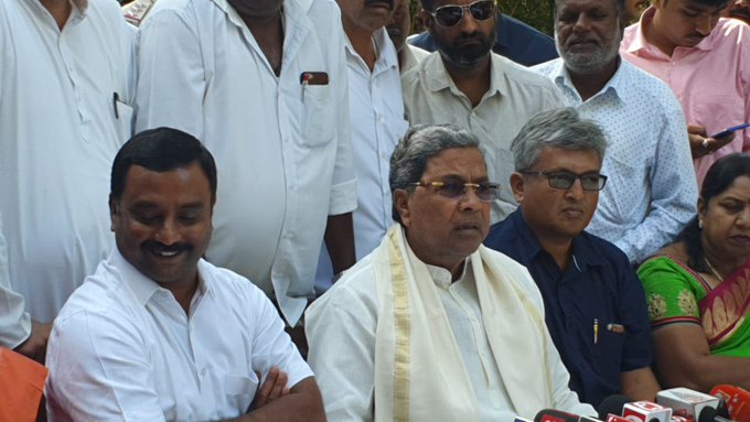 Congress leader Siddarmaiah addresses a press conference in Karnataka on Friday. (Photo/ANI) 
