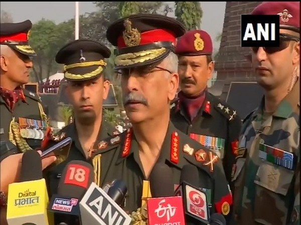 Army chief General Manoj Mukund Naravane speaking to media in Pune on Saturday. Photo/ANI