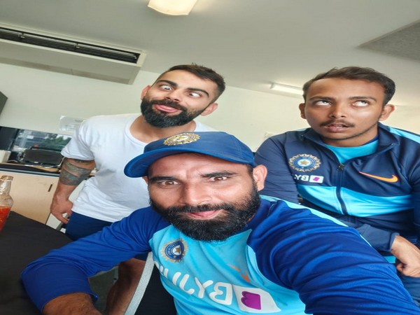 Virat Kohli with Prithvi Shaw and Mohammed Shami (Photo/ Virat Kohli Twitter)