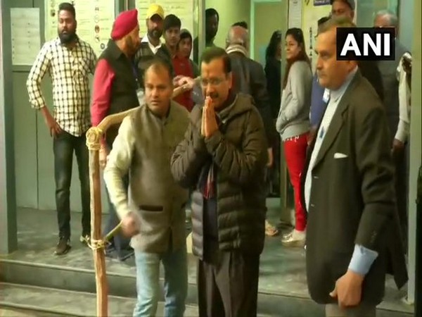 Chief Minister Arvind Kejriwal along with his family casts his vote at a polling booth in Civil Lines [Photo/ANI]
