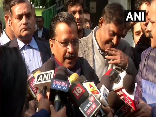 Delhi Chief Minister Arvind Kejriwal speaks to media in New Delhi on Saturday [Photo/ANI]