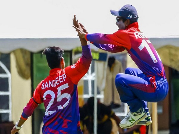 Sandeep Lamichhane celebrates after taking a wicket (Photo/ ICC Twitter)