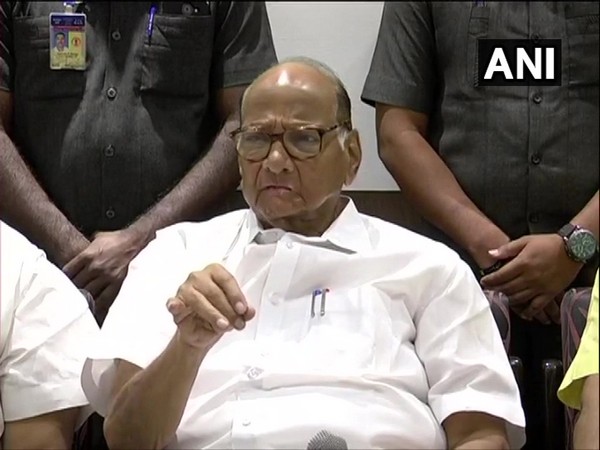 Nationalist Congress Party (NCP) chief Sharad Pawar addresses a press conference in Mumbai on Friday.