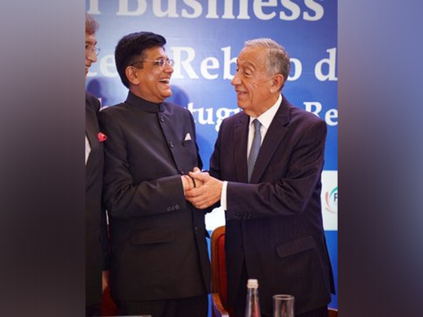 Union Minister Piyush Goyal with Portuguese President Marcelo Rebelo de Sousa. (Photo tweeted by Piyush Goyal)