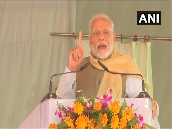 PM Narendra Modi addresses a public gathering in Chitrakoot on Saturday [Photo/ANI]