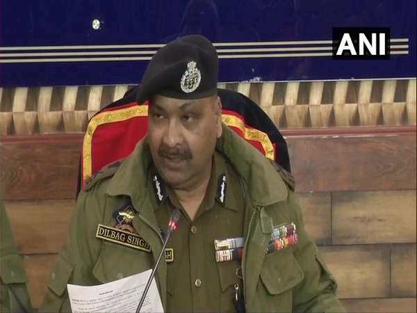 Jammu and Kashmir DGP Dilbag Singh addressing a press conference in Srinagar on Wednesday. Photo/ANI